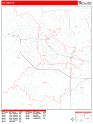Ann Arbor Wall Map Zip Code Red Line Style 2024